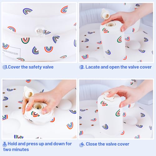 AirSwim Inflatable Baby Chair, Baby Inflatable Seat for Babies 3 Months and Up Summer Inflatable Baby Seat for Sitting Up, Blow Up Baby Floor Seat with Built in Air Pump, Rainbow - color: Rainbow