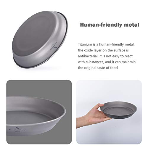 Boundless Voyage Ultralight Titanium Bowl Pan Plate Dish with Carry Bag Outdoor Camping Portable Tableware Cookware ((Plate-M)-Ti15167B) - color: (Plate-M)-Ti15167B