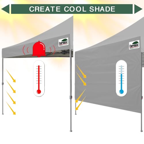 Eurmax USA 10ft Instant Canopy SunWall Canopy Tent Sidewall for Pop Up Canopy Tent,1 Pack Removable Sidewall Only(Grey) - color: Gray, size: 10ft