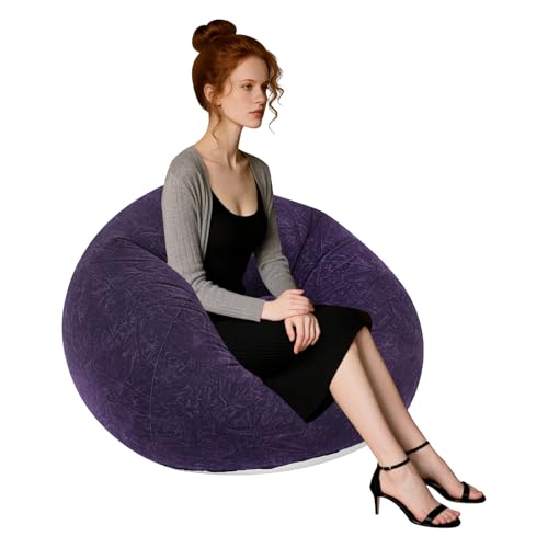 9-Pack Inflatable Sofa Set with 2 Foot Pumps – Portable Air Lounger Chairs for Adults, Heavy Duty Flocking Fabric Camping Couch, Indoor/Outdoor Use, Supports 265 lbs (Dark Blue) - color: Dark Blue