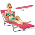 Majnesvon Folding Chaise Lounge Chair, Pool Sun Tanning Chair with Headrest, Outdoor Lounge Chair with Reclining Back, Breathable Mesh Seat, for Beach, Yard, Patio (Pink 2) - color: Pink 2