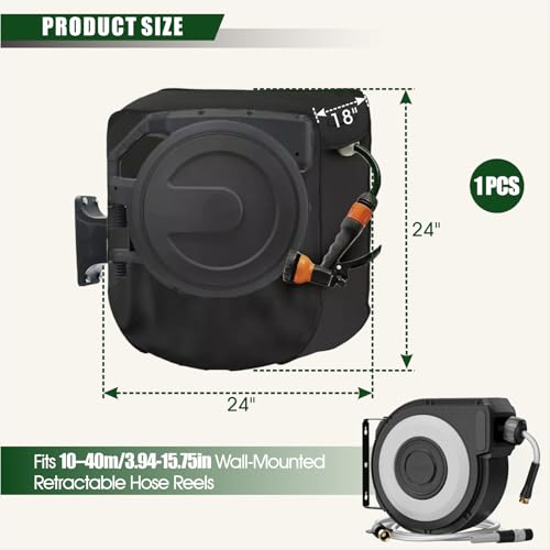 Garden Hose Reel Cover, Heavy Duty 420D Waterproof UV-Resistant Oxford Outdoor Protector for Wall-Mounted Hose Reels, Weatherproof Dustproof Snowproof, Secure Drawstring Closure (Square) - style: Square