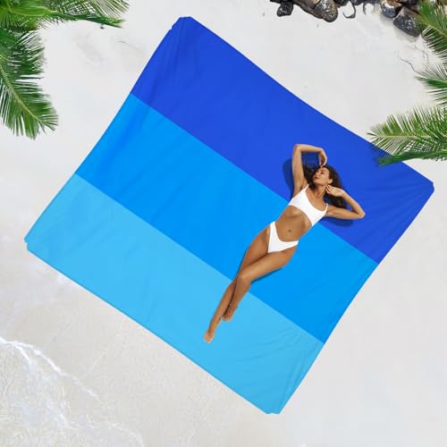 Beach Blanket Waterproof Sandproof 1-7 Adult Oversized 78 '' × 110 '' Lightweight Durable Compact Sand Free Extra Large Beach Mat for Travel Camping Hiking Picnic - color: 3blue, size: 78“x110”