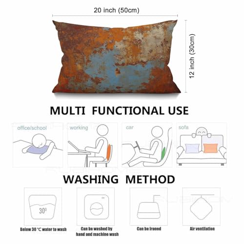 Smooffly Throw Pillow Covers Cases Decorative 12"x20" Inch Brown Rust Colorful Metal Rusty Steel Iron Structure Two Sides Print Pillowcase Case Waist Lumbar Cotton Linen Cushion Cover - color: Swn24
