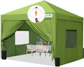Quictent Privacy 10x10 Pop up Canopy Tent with Sidewalls and Roll-up Ventilated Windows, One Person Easy Setup, Outdoor Commercial Gazebo Shelter Enclosed Waterproof, Bonus 4 Sandbags - color: Green, size: 10x10ft