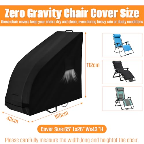Kovshuiwe Outdoor Folding Chair Cover 420D Waterproof, Folding Chair Storage Covers All Weather,Zero Gravity Chair Cover with Storage Bag 165x65x110cm(LxWxH)