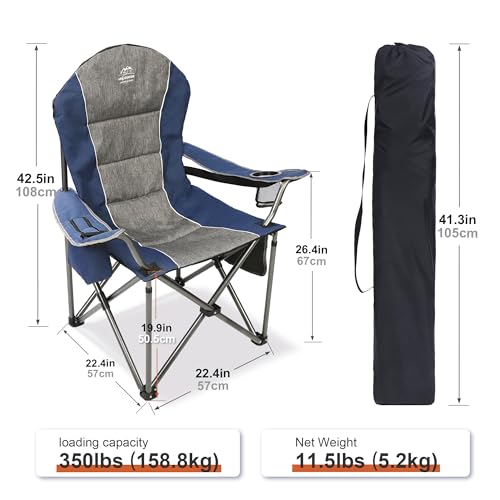Camping Chairs for Adults,High Back Folding Camp Chair with Cup Holder and Cooler Bag,Heavy Duty Outdoor Lawn Chairs,Perfect for Camping,Hiking,Picnics,and Beach Trips,Blue - color: Blue