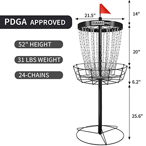 PDGA Approved HIAARO PRO Disc Golf Basket, Portable Disc Golf Target with Heavy Duty 24 Chains, Professional Disc Golf Basket - style: PRO Single basket
