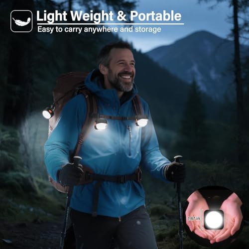 Rechargeable Camping Lights FLY2SKY 4Pcs Black Tent Lights Mini Flashlight Portable LED Camping Lantern Survival Gear Camping Accessories for Hiking Backpacking Fishing Hurricane Emergency Outage - style: 4 Pcs Black
