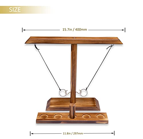 Ring Toss Games for Adults, Indoor Outdoor Yard Games, Patio Decor, Wooden Hook and Ring Game for Bars, Home, Party - color: Large Size- 15.7" X 13"Light Brown
