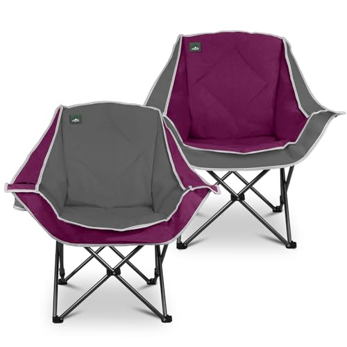 Northroad 2 Pack Oversized Camping Chair,Outdoor Padded Folding Lawn Chair w/Cup Holder,Carry Bag for Beach, Hiking, and Picnics,Heavy-Duty 300-lbs Capacity, Grey&Purple - color: Grey&purple