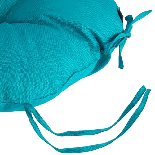 Magpie Fabrics Outdoor 15"x15"x4" Round Bistro Seat Cushions with Ties Set of 2, Tufted Waterproof Patio Floor Chair Pads for Home Garden Balcony Kitchen Office Porch, Teal - color: Teal