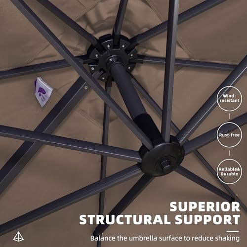 PURPLE LEAF 10' X 13' Patio Umbrella Outdoor Cantilever Rectangle Umbrella Aluminum Offset Umbrella with 360-degree Rotation for Garden Deck Pool Patio Taupe - color: Taupe, size: 10' X 13', style: Standard