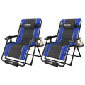 Amopatio Zero Gravity Reclining Patio Chairs Set of 2,XXL Foldable Lounge Chair with Removable Cup Holder/Headrest/Footrest,500LBS Capacity, Portable for Outdoor Patio Pool Backyard - color: Blue-black, style: 33in-2pcs