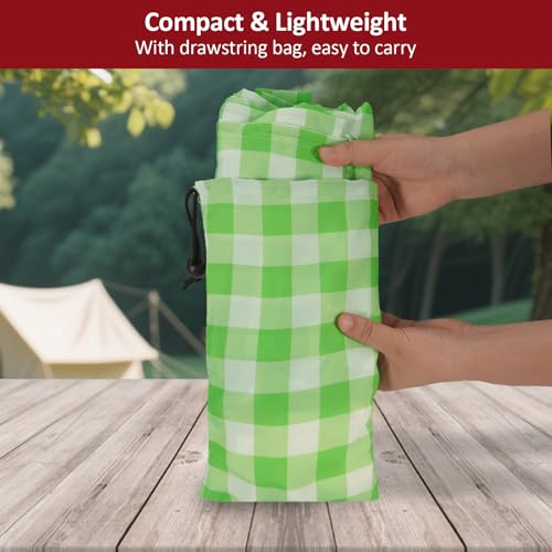 6ft Picnic Table and Bench Cover, Camping Essentials RV Gear, 72in Waterproof Windproof Outdoor Elastic All Around Tablecloth, Fitted Rectangle Tables and Seats, Green-White Checkered - color: Green-white Checkered, size: 72"