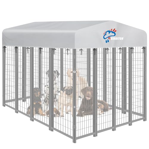 SIRUITON 10x10FT Outdoor Dog Kennel Replacement Cover, Heavy Duty 600D Oxford Fabric with Sun/Rain Dog Play Pen Top Covers Sun Shade Specialized,Snowproof,Sun( Cover Only) - color: Silver, size: 10x10FT