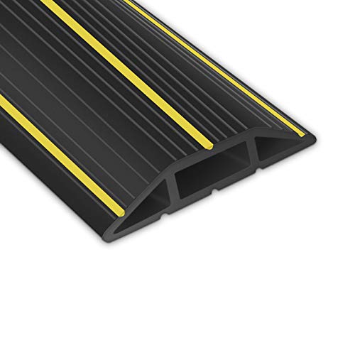 10Ft Cord Cover Heavy Duty Cable Protector 3 Channels Contains Cords, Cables and Wires, Easy to Unroll-Conceal Wires of Home, Office, Warehouse(Black) - size: 10FT