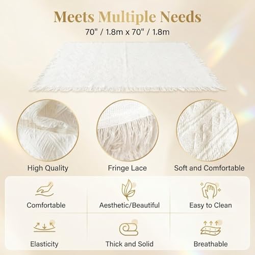 White Picnic Blanket, Extra Large Soft Cotton Gauze Picnic Rug 71"x71", Lightweight Breathable Blanket, Machine Washable for Beach, Camping, Park, Couples (Canyon Hues - No Straps) - color: Canyon Hues