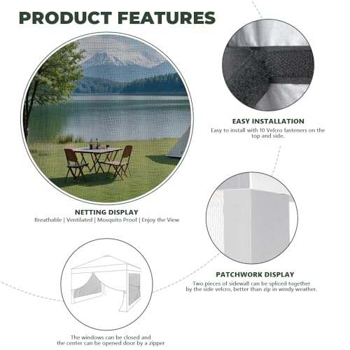 Mesh Sidewall for 10x10 Pop Up Canopy - Straight Leg, Commercial Grade White Mesh Walls with Window and Door, 1 Pack Canopy Sidewall Only, White - color: White-Window&Door