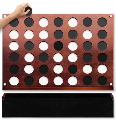 Swooc Games® - Wall Mounted Giant 4 in A Row - 60% Quieter - Jumbo Size Wall Games - Game Room Game, Accessories and Decor - Garage and Basement Decor - Large Connect - Four in a Row for Kids & Adults
