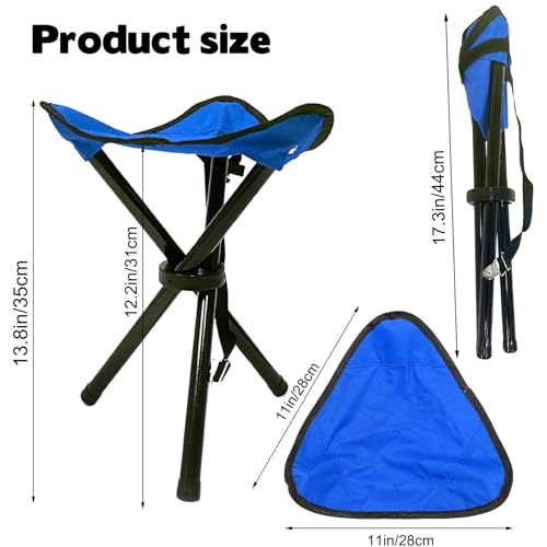 Travel Folding Camping Stool, Use Height 14.6" and Maximum Weight 210 lbs Outdoor Portable Tripod Seat Fishing Chair Seat for Camping Fishing Hiking Gardening and Beach Garden Painting (Blue) - color: Blue