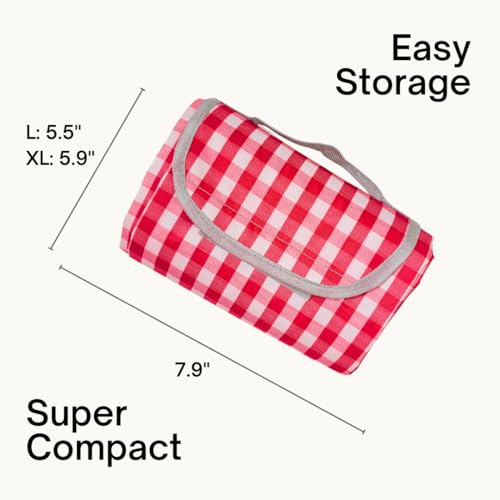 Cute Gingham Picnic Blanket, Waterproof Foldable, in Large 80x60in and Extra Large 80x80in, Portable Compact Beach Blanket, Oversized XL Outdoor Mat (Red, X-Large) - color: Red, size: X-Large