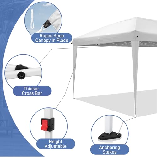 VINGLI 10x20 ft Pop Up Canopy Tent with 6 Sidewalls with Carry Bag, Outdoor Gazebo Shelter, Patio Event Tent Outdoor Canopy Commercial Canopy(White) - color: White