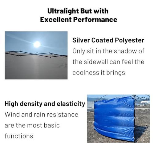 MQoutdoor Ultralight Sidewalls for 10x10 Canopy Tent Silver Coated Side Walls with Tie Rope 1 Piece, Royal Blue - color: Royal Blue