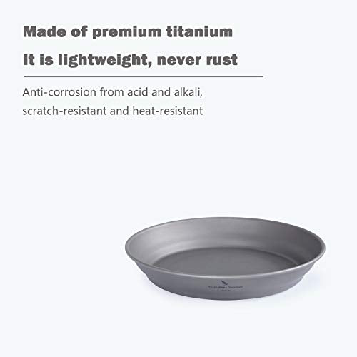 Boundless Voyage Ultralight Titanium Bowl Pan Plate Dish with Carry Bag Outdoor Camping Portable Tableware Cookware (Ti15166B (Plate-S)) - color: Ti15166B (Plate-S)