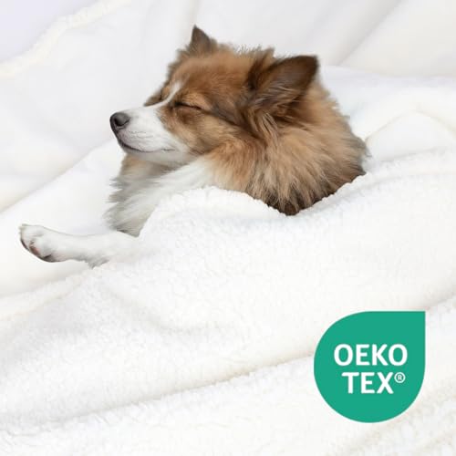 Waterproof Dog Blanket for Medium Dogs - Reversible Washable Pet Blanket, Soft Sherpa Fleece Furniture Protector, Cat Throw Bed Couch, Cream, 30"x40" - color: Cream, size: 30x40 Inch