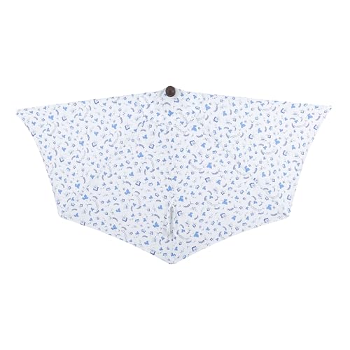 JONATHAN Y Half Umbrella UMB1201G Beverly 9 ft. Designer Classic Scalloped Fringe Market Patio with Crank, Push Button Tilt and UV Protection in Blue/White/Cream - color: Blue/White