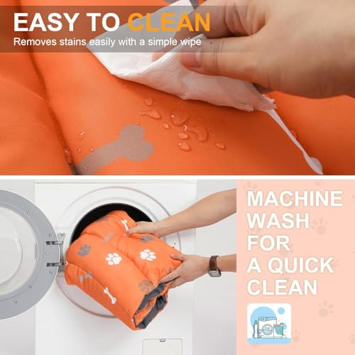 BEAUTYZOO Outdoor Dog Bed Waterproof, Camping Dog Bed Reversible, Portable Travel Bed with Carry Bag- Machine Washable, Durable, Foldable Outdoor Pet Bed Mat for Medium Large Dogs, 26" x 43" Orange - color: Orange, size: 43.0"L x 26.0"W x 2"Th