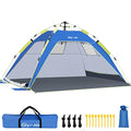 Glymnis Pop Up Beach Tent Sun Shade Shelter for 3-4 Person with UPF 50+, Lightweight & Easy Setup, Vent Windows & Zippered Door, Extended Floor Family Instant Beach Tent - color: Dark Blue
