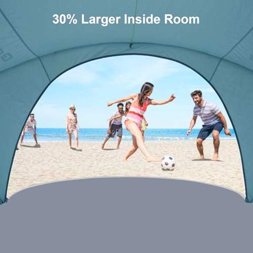 Gorich Beach Tent Sun Shelter with UPF50+ UV Protection for 1-2/3/4-5/6-7 Person, Lightweight & Portable Beach Shade Canopy with 2 Zippered Doors, Easy Setup Family Beach Umbrella - color: Skyblue, size: 4 Person