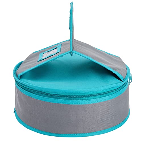 Insulated Round Thermal Casserole Food Carrier for Lunch, Lasagna, Potluck, Picnics, Vacations - Teal and Grey - size: 12.25x12.25x4.5