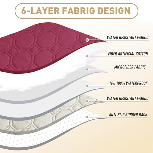 ZNSAYOTX Ultimate Cozy Blankets (30"x70") 100% Waterproof Sofa Mat Blanket for Dog Pets, Bed Couch Protector with Non-Slip Back Washable Durable, Pee Scratch Proof Easy to Clean (Wine Red) - color: Wine Red, size: 30x70 Inch