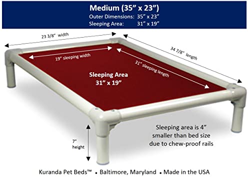 Kuranda Chewproof Bed - Almond PVC - 35" x 23" - Cordura Nylon - Burgundy - color: Burgundy, size: 35" x 23" - Almond PVC