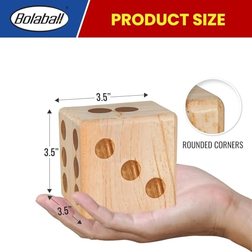 Bolaball 3.5" Giant Wooden Yard Dice Set Pack of 24 for Outdoor Fun, Barbeque, Party Events, Backyard Games, Beach Games, Lawn Game Includes 6 Dice and a Carry Bag for Easy Storage