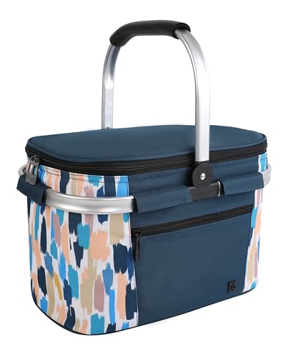 ALLCAMP Picnic Basket - Insulated Cooler, Thickening Foldable Picnic Basket with Removable Baskets & Sewn-in Frame, Basket for House Warming Gifts New Home(Graffiti Pattern) - color: Graffiti Pattern, size: Medium