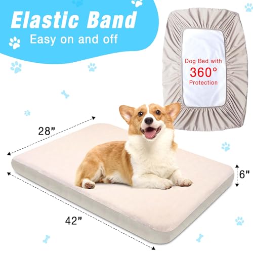 Dog Bed Covers Replacement Washable 100% Waterproof Dog Bed Sheets Soft & Noiseless 2 Pack, 42" x 28" Beige - size: Beige-42 X 28 Inch