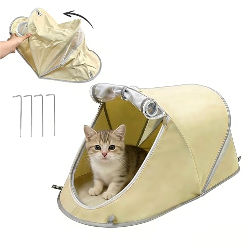 Mini Pop Up Pet Tent for Small Cats & Dogs Only, Instant No Assembly Sun Shade Pet Shelter for Beach, Camping & Outdoor, Foldable Portable Pet Bed Tent, 27'' x 14'' x 12''