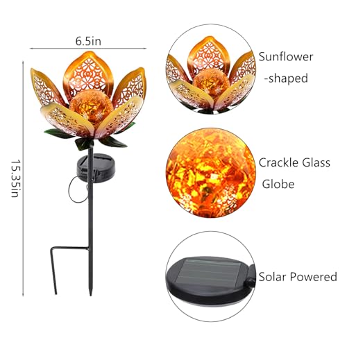 Solar Lights Outdoor Garden Decor,LED Lotus Flower Lamp, Metal Tulip Solar Lawn Lamp for Courtyard Decoration, Garden Gifts for Women - color: Golden