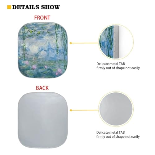 Monet's Water Lilies Sunshade for Car Windshield 2 Piece Foldable Car Front Window Sun Visor Blocks 99% UV Rays and Keeps Your Vehicle Cool Make Your Trip More Comfort - color: Monet's Water Lilies