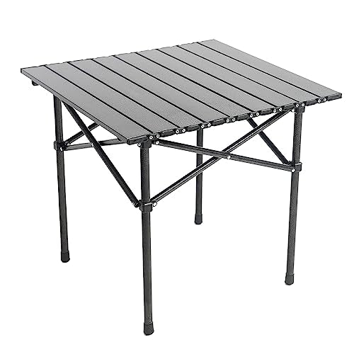 Wind Tour Portable Camping Table Folding Side Table Aluminum Lightweight Table with Carry Bag for Outdoor Cooking Hiking Picnics BBQ Travel (Black) - color: Black