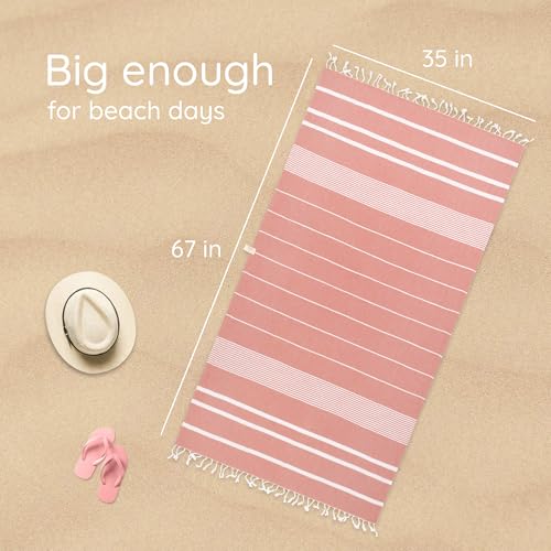 Premium Turkish Beach Towel – 100% Cotton, Quick Dry, Sand Free, Oversized Beach Towel 35”x 67” – Ideal for Travel, Pool, and Beach Towels – Burgundy - color: Red