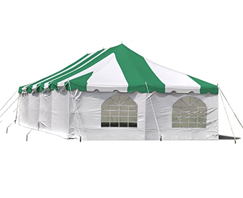 Party Tents Direct 20'x 40' Weekender Canopy Pole Tent with Sidewalls - Easy Up Canopy Tent with 160 Person Capacity - Outdoor Canopies for Parties, Weddings, and Events (Green/White) - color: Green, size: 20' x 40'