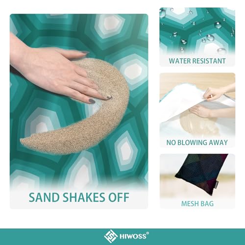 Beach Blanket Waterproof Sandproof Oversized 95”x 80”,Sand Free Beach Mat with Corner Pockets,Portable Mesh Bag for Travel and Outdoor Camping (Dreamsea) (Ombre Green) - color: Ombre Green