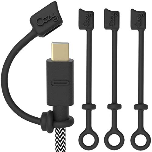 [5-Piece] Cozy USB Caps for USB C Cable - Tether/Cap Provides Dust and Oxidation Protection, Projection Adapter Cover, Protects During Travel, Portable, Designed by Cozy (Black) - color: USB-C - Black