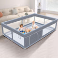XVISHX 65 x 50 Inch Baby Playpen, Playpen for Babies and Toddlers, Baby Play Pen Playard for Indoor & Outdoor Active Center Game Fence, with Skin-Friendly Fabric and Soft Breathable Mesh, Grey - size: 65 × 50 Inch