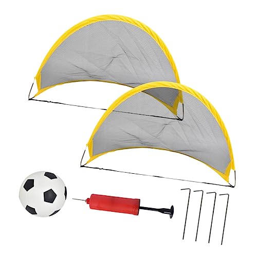 2 Pcs Foldable Soccer Goal Net Set with Inflator Mini Football and Iron Nails for Outdoor Training and Sports Play Portable Football Training Door for Boys